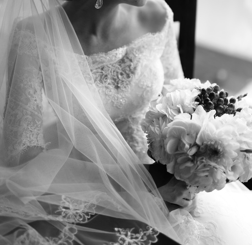 Black and white wedding picture.
